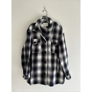 Lucky Brand Buffalo Plaid Shacket Womens M Oversized Shirt Jacket Fall Winter